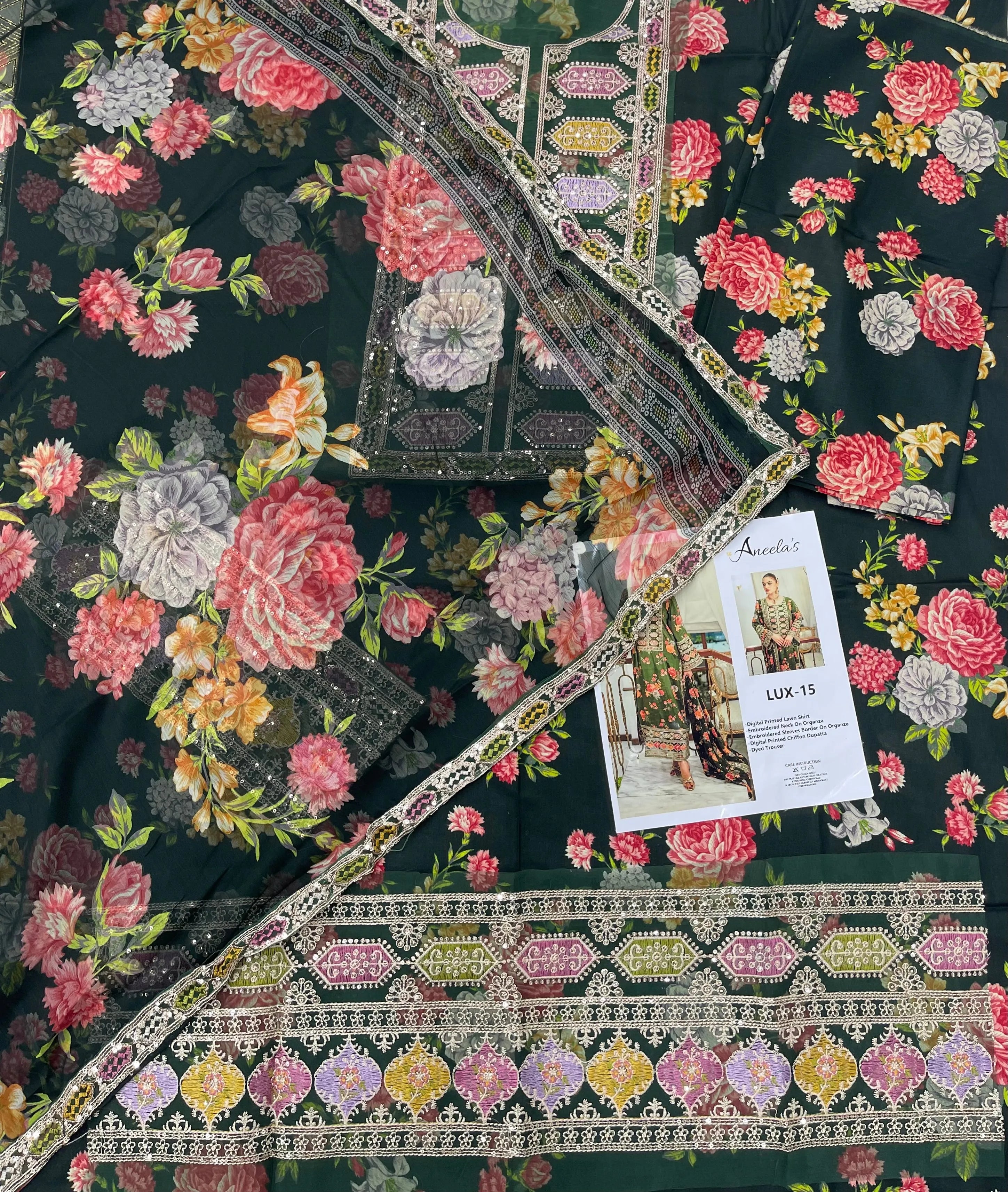 Aneela’s – Floral Elegance Embroidered Lawn – 3PC