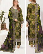 Ramsha – Olive Blossom Luxury Printed Lawn – 3PC