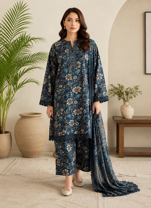 Imrozia – Midnight Fleur Printed Lawn – 3PC