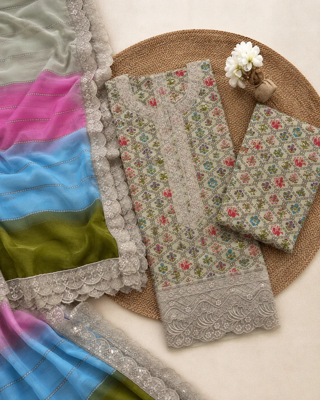 Faiza Saqlain – Pastel Mosaic Embroidered Lawn – 3PC