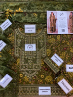 Mohagni – Vintage Olive Green Floral Printed Lawn – 3PC