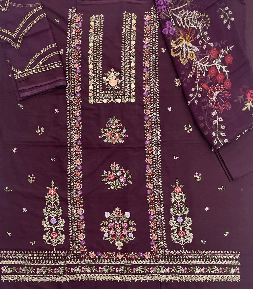 Hussain Rehar – Emerald Botanical Embroidered Lawn – 3PC