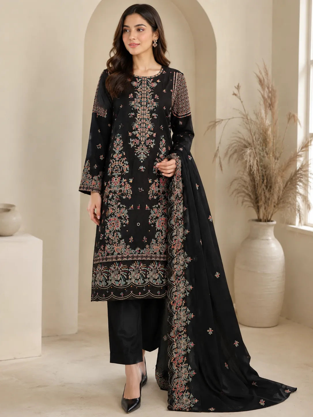 Qadri Arts – Midnight Opal Embroidered Luxury Lawn – 3PC