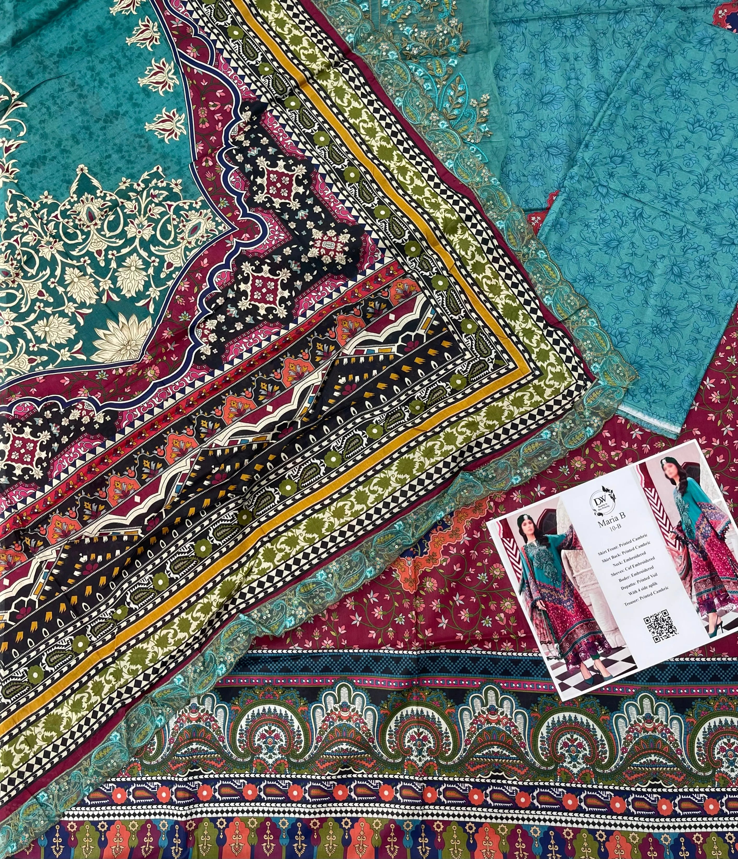 Maria.B – Azure Heritage Embroidered Lawn – 3PC