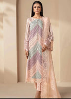 Maria B Inspired Luxury Lawn 3 Piece Suit – Pastel Chevron Embroidered Edition