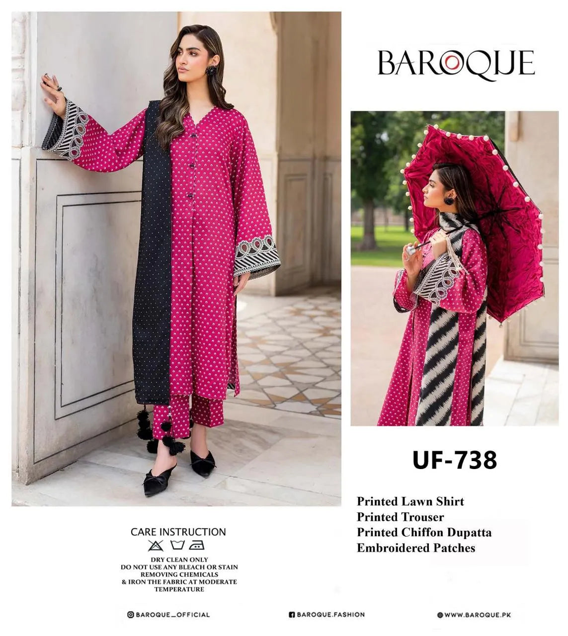 Baroque – Ruby Noir Polka Printed Lawn – 3PC