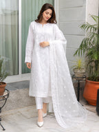 Qadri Arts – white Chikankari Elegance – 3PC