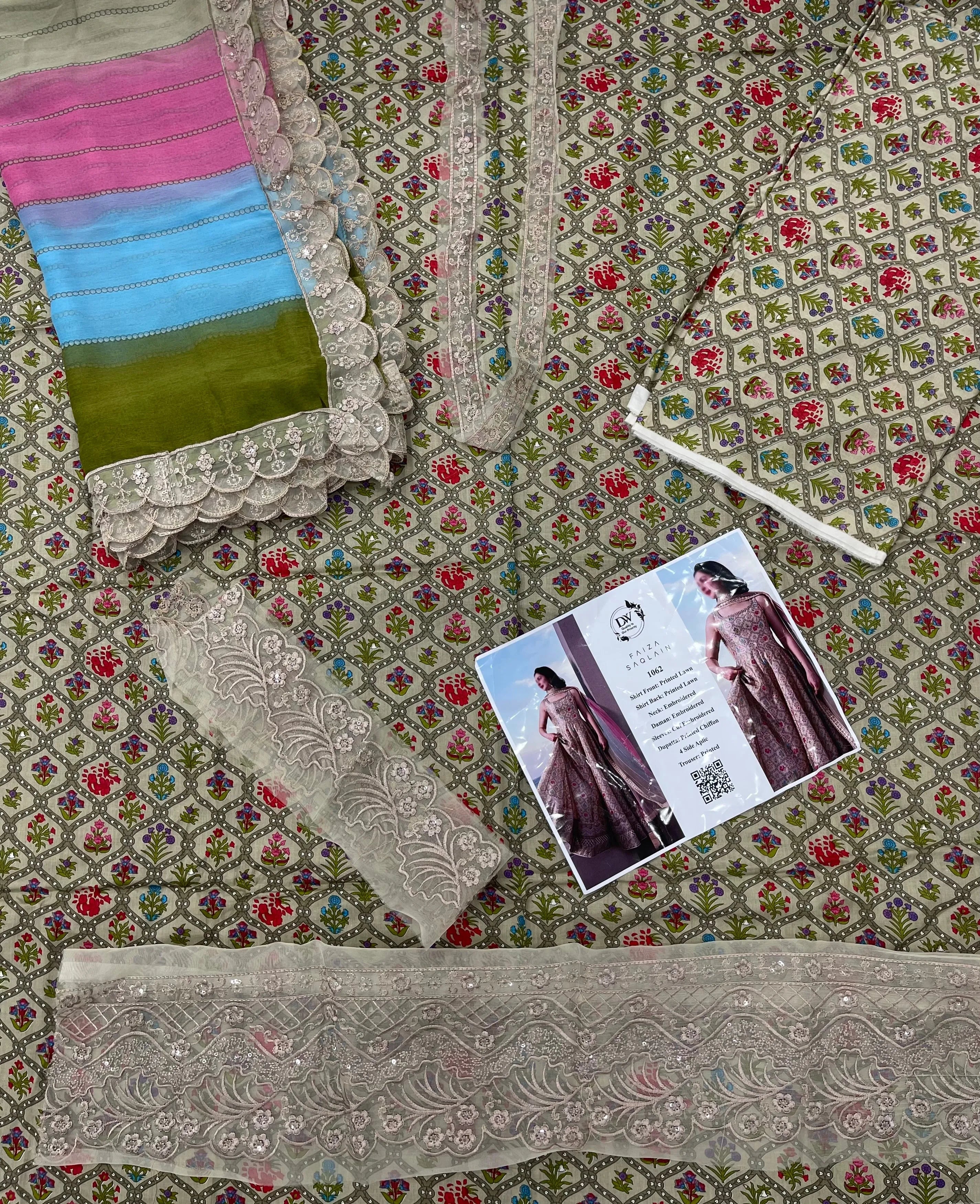 Faiza Saqlain – Pastel Mosaic Embroidered Lawn – 3PC