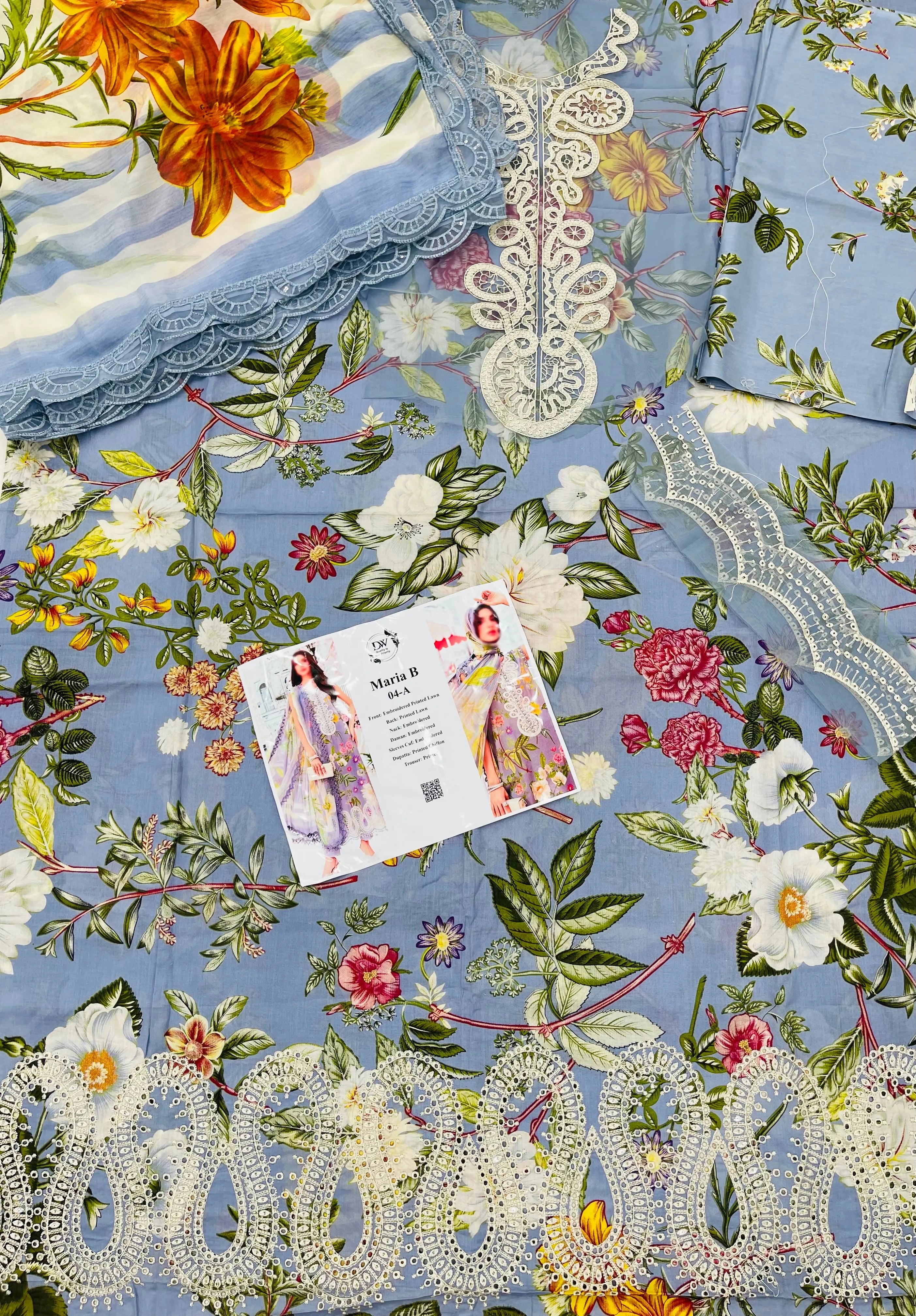 Maria B – Celeste Bloom Embroidered Floral Lawn – 3PC
