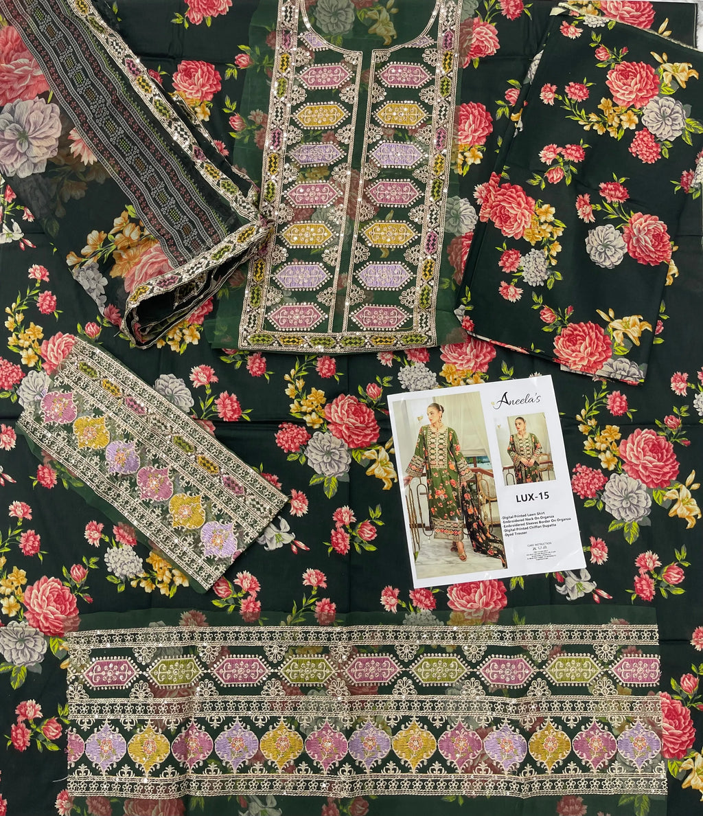 Aneela’s – Floral Elegance Embroidered Lawn – 3PC