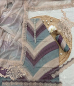 Maria B Inspired Luxury Lawn 3 Piece Suit – Pastel Chevron Embroidered Edition