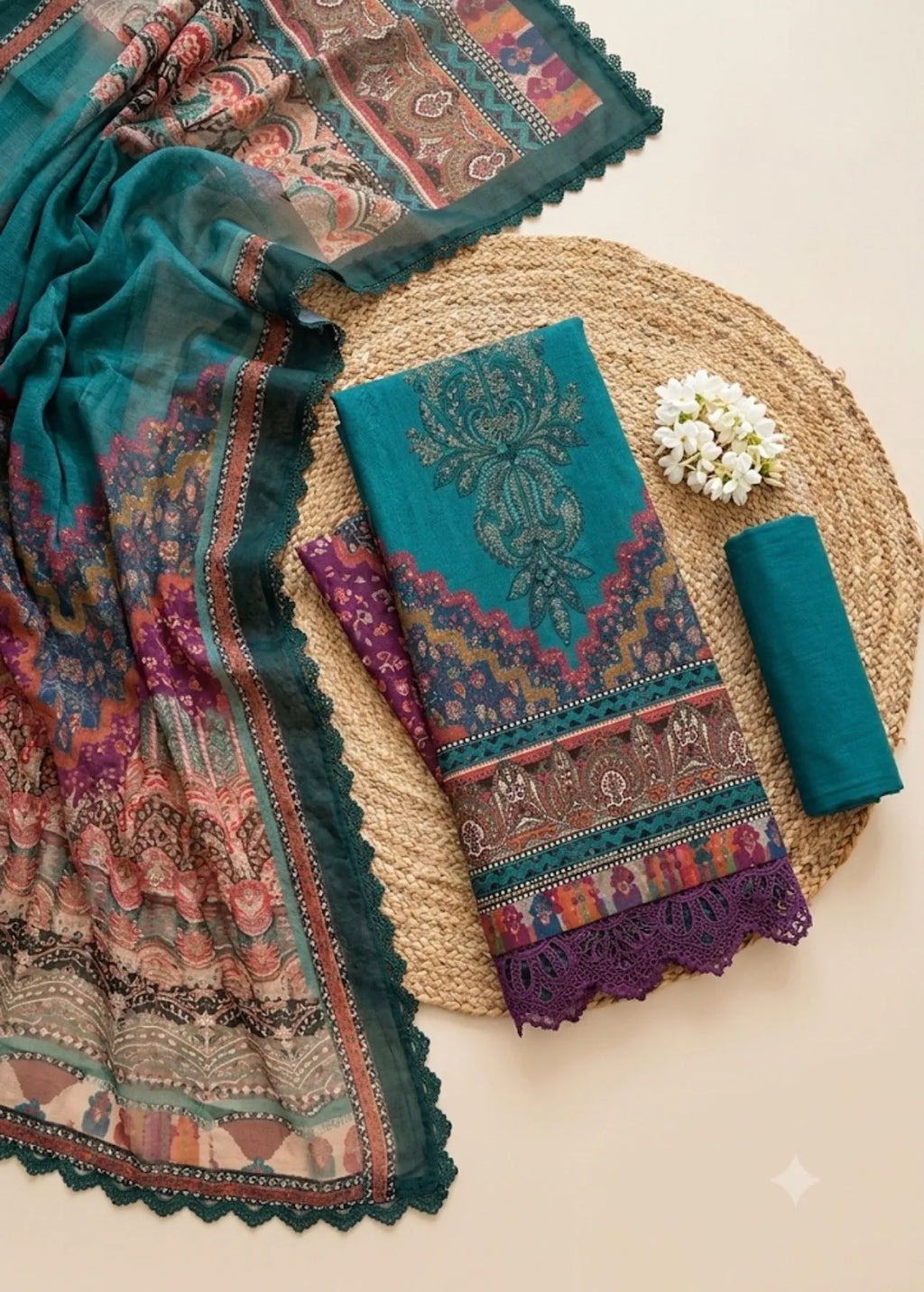 Maria.B – Azure Heritage Embroidered Lawn – 3PC