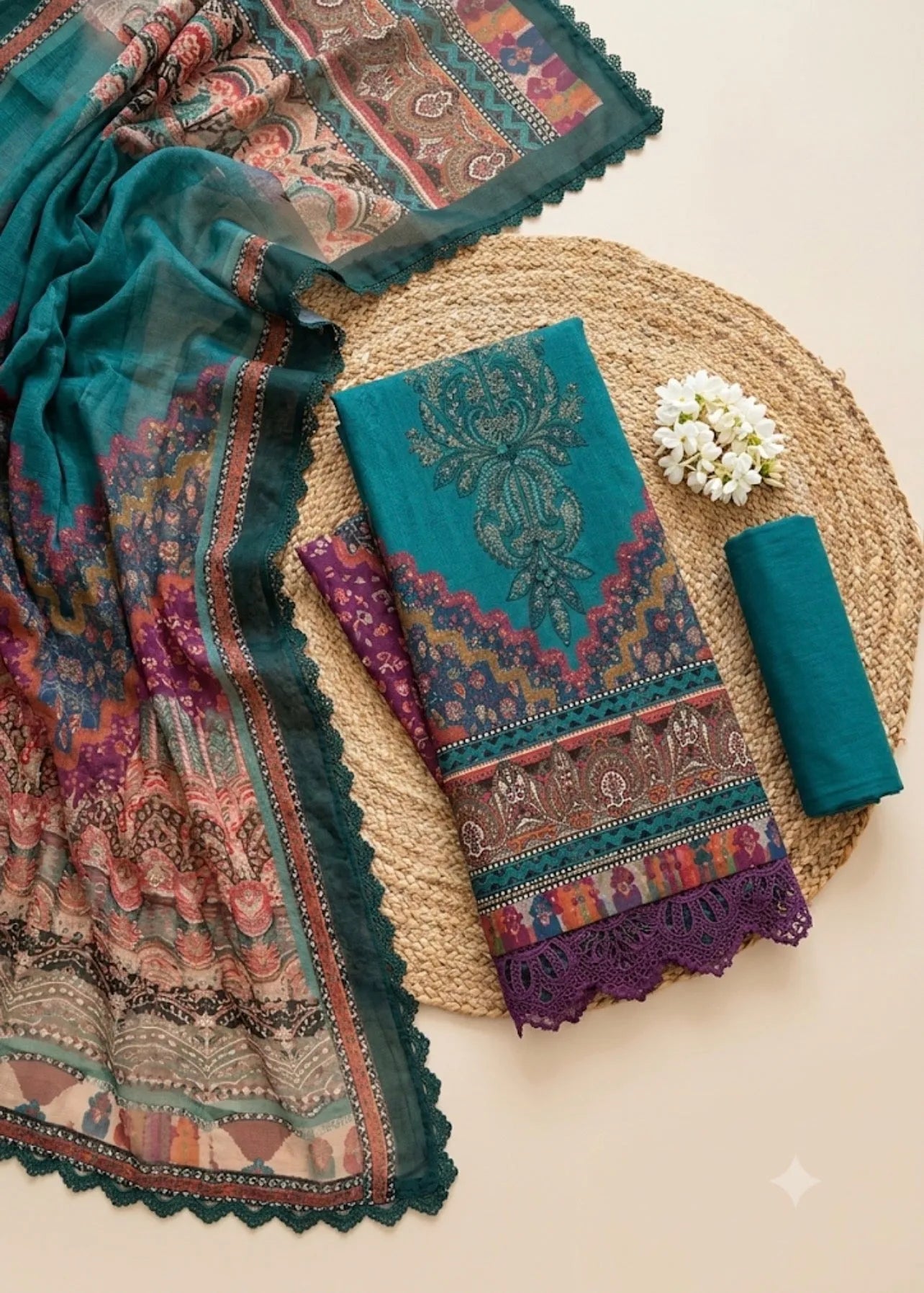 Maria.B – Azure Heritage Embroidered Lawn – 3PC