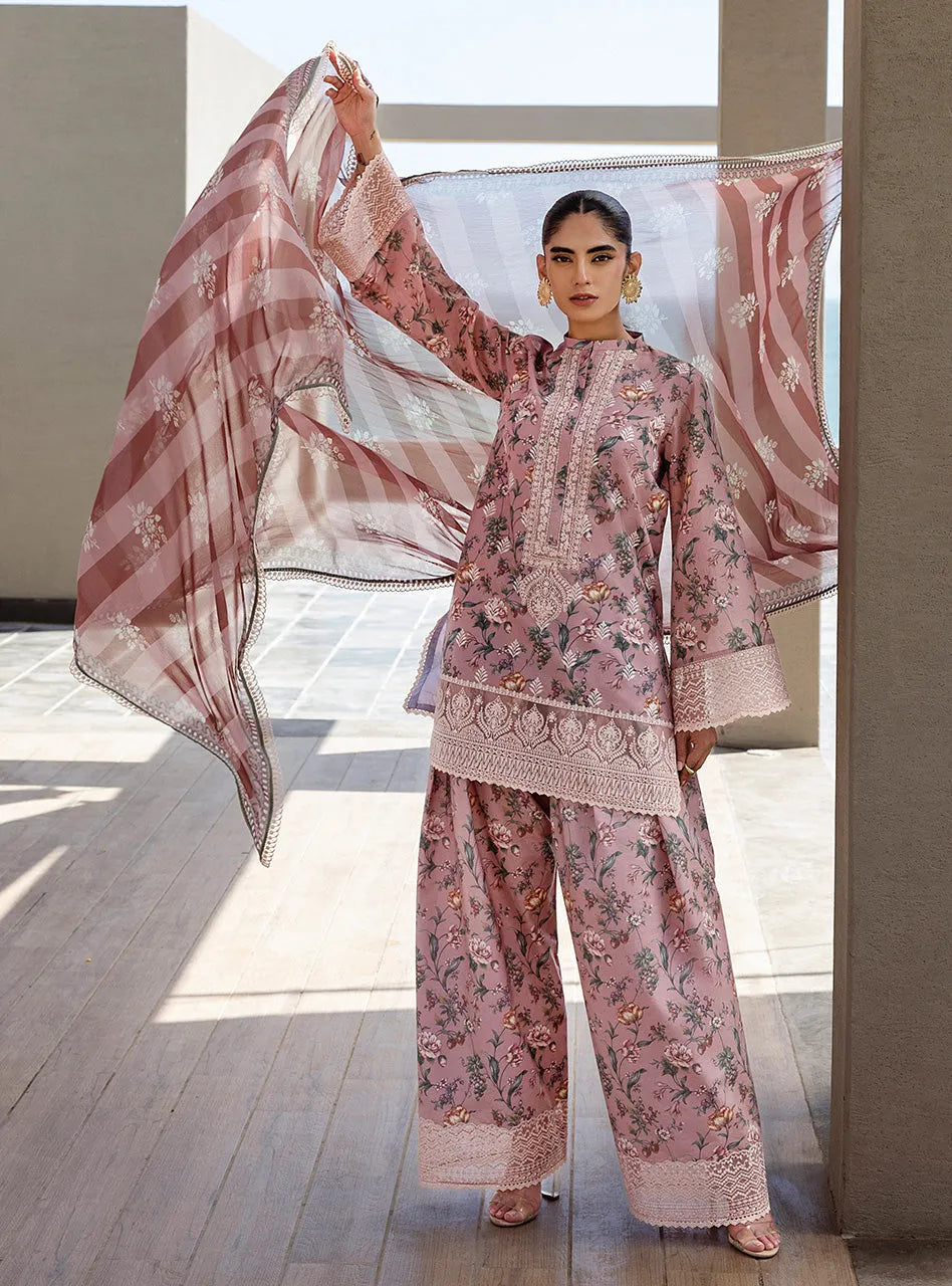 Zainab Chottani – Rose Petal Floral Embroidered Lawn – 3PC