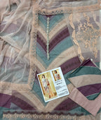 Maria B Inspired Luxury Lawn 3 Piece Suit – Pastel Chevron Embroidered Edition