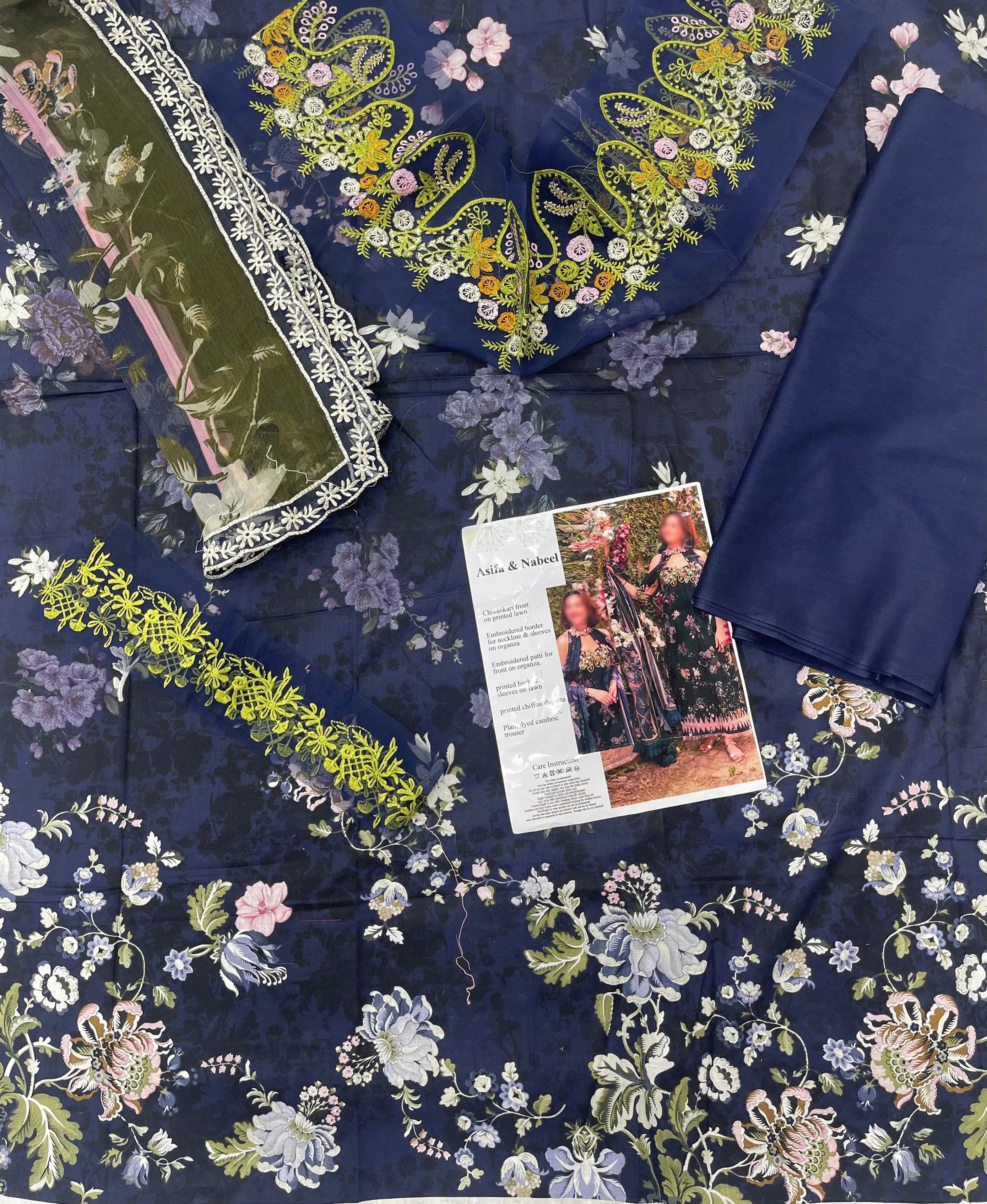 Asifa & Nabeel – Midnight Floral Luxury Lawn – 3PC