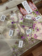 Aneela’s – Lavender Botanical Print with Organza Dupatta – 3PC