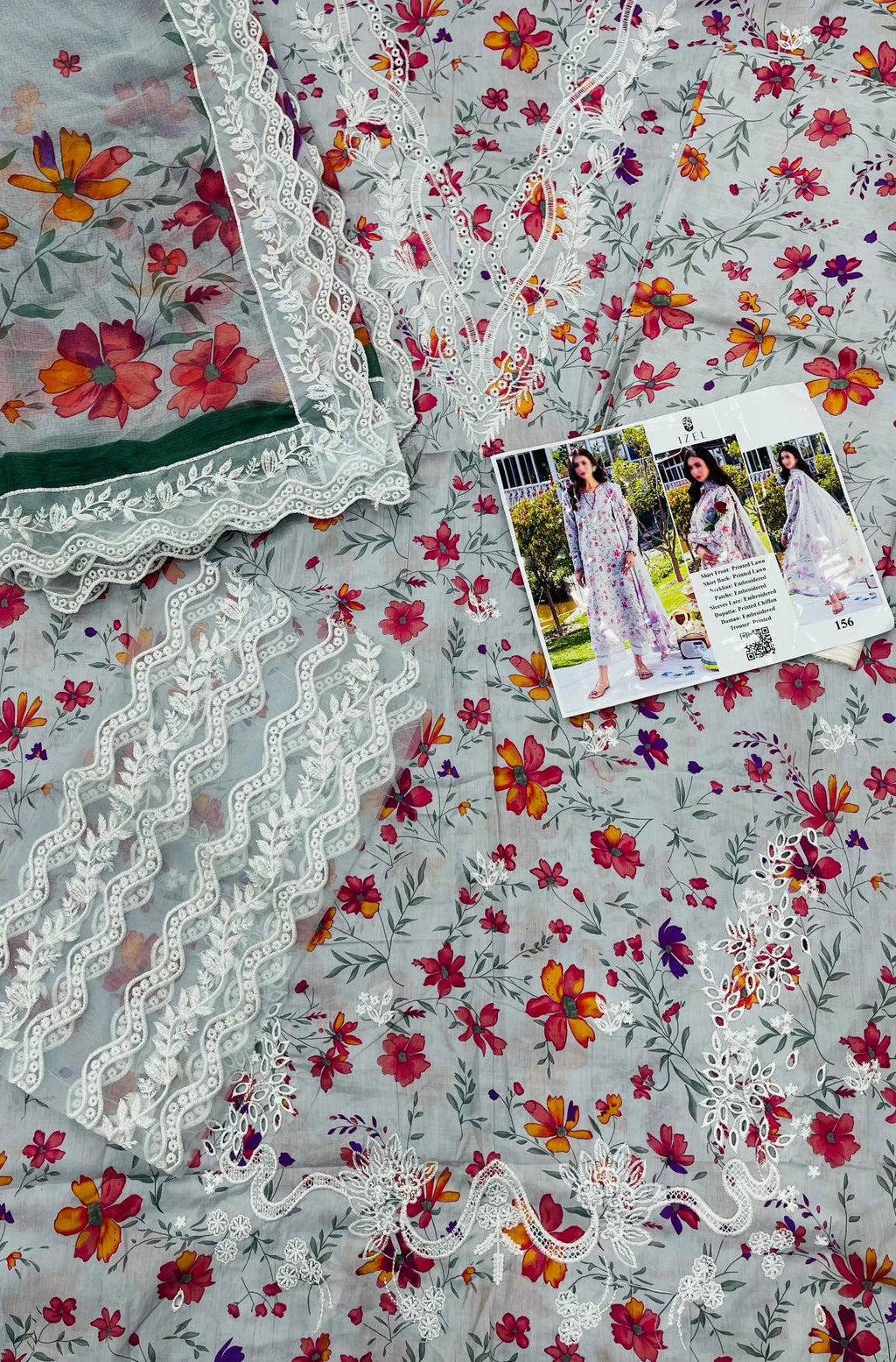 Izel – Blossom Mist Embroidered Lawn – 3PC