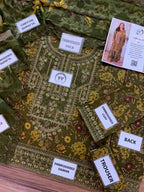 Mohagni – Vintage Olive Green Floral Printed Lawn – 3PC
