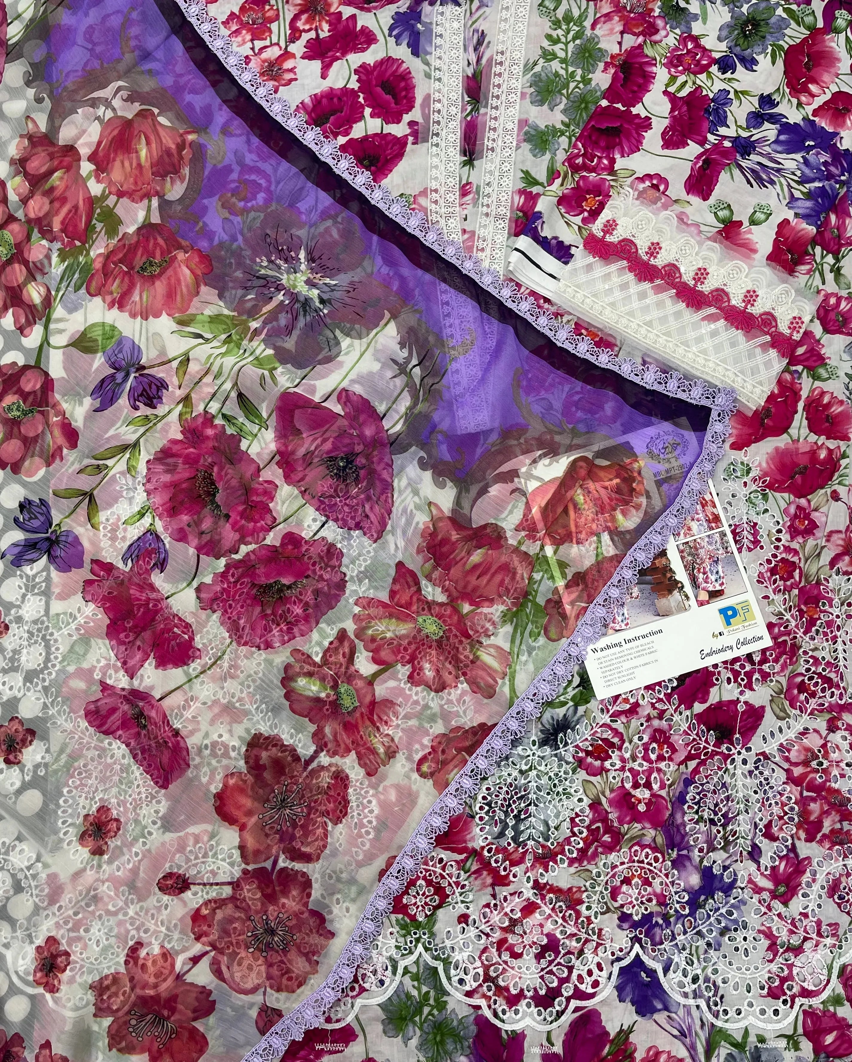 Maria.B – Floral Amethyst Embroidered Lawn | Luxury 3PC Collection
