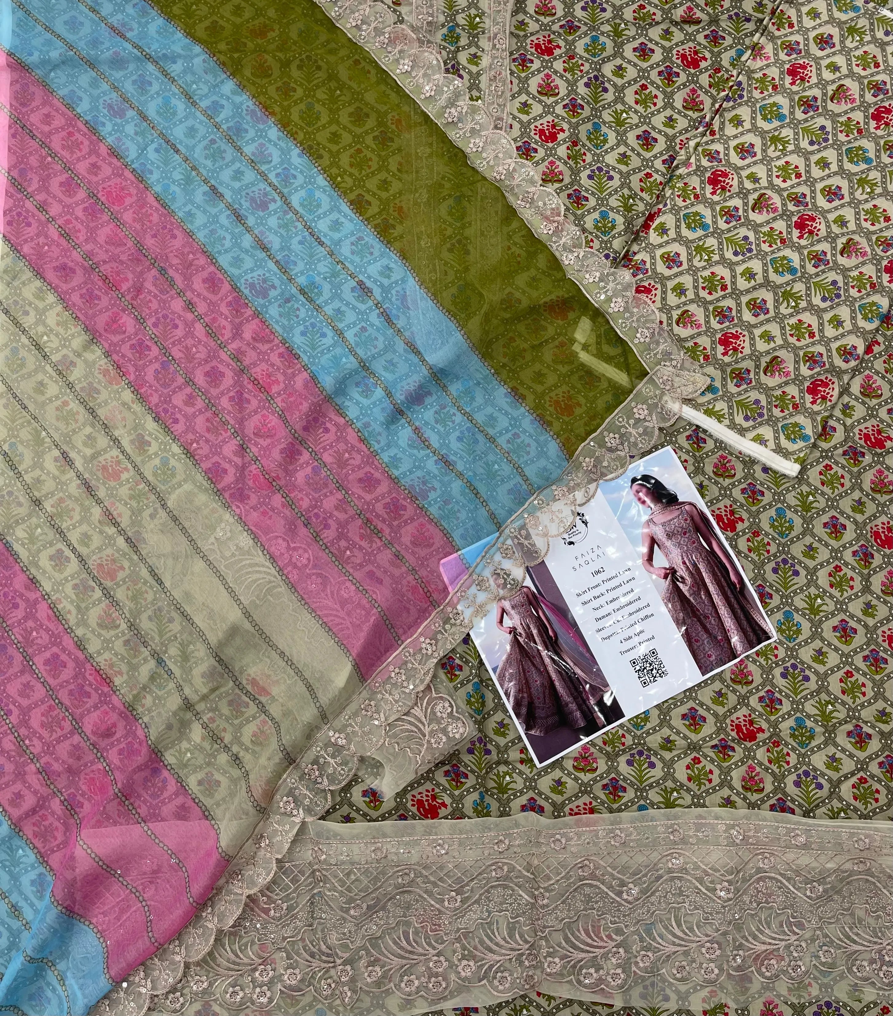Faiza Saqlain – Pastel Mosaic Embroidered Lawn – 3PC