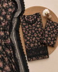 Izel – Noir Blossom Embroidered Lawn – 3PC