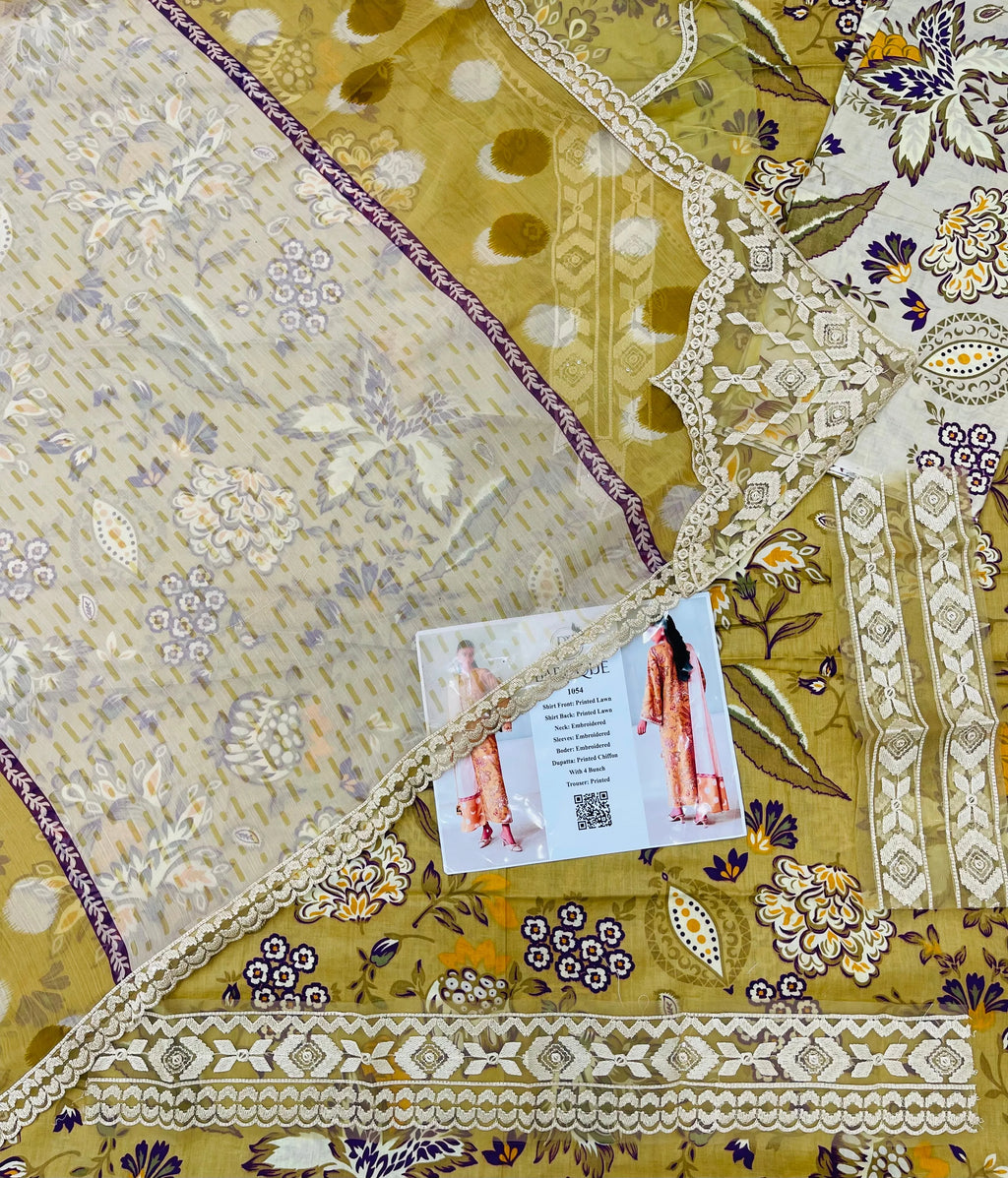Baroque – Mustard Heritage Floral Printed Lawn – 3PC
