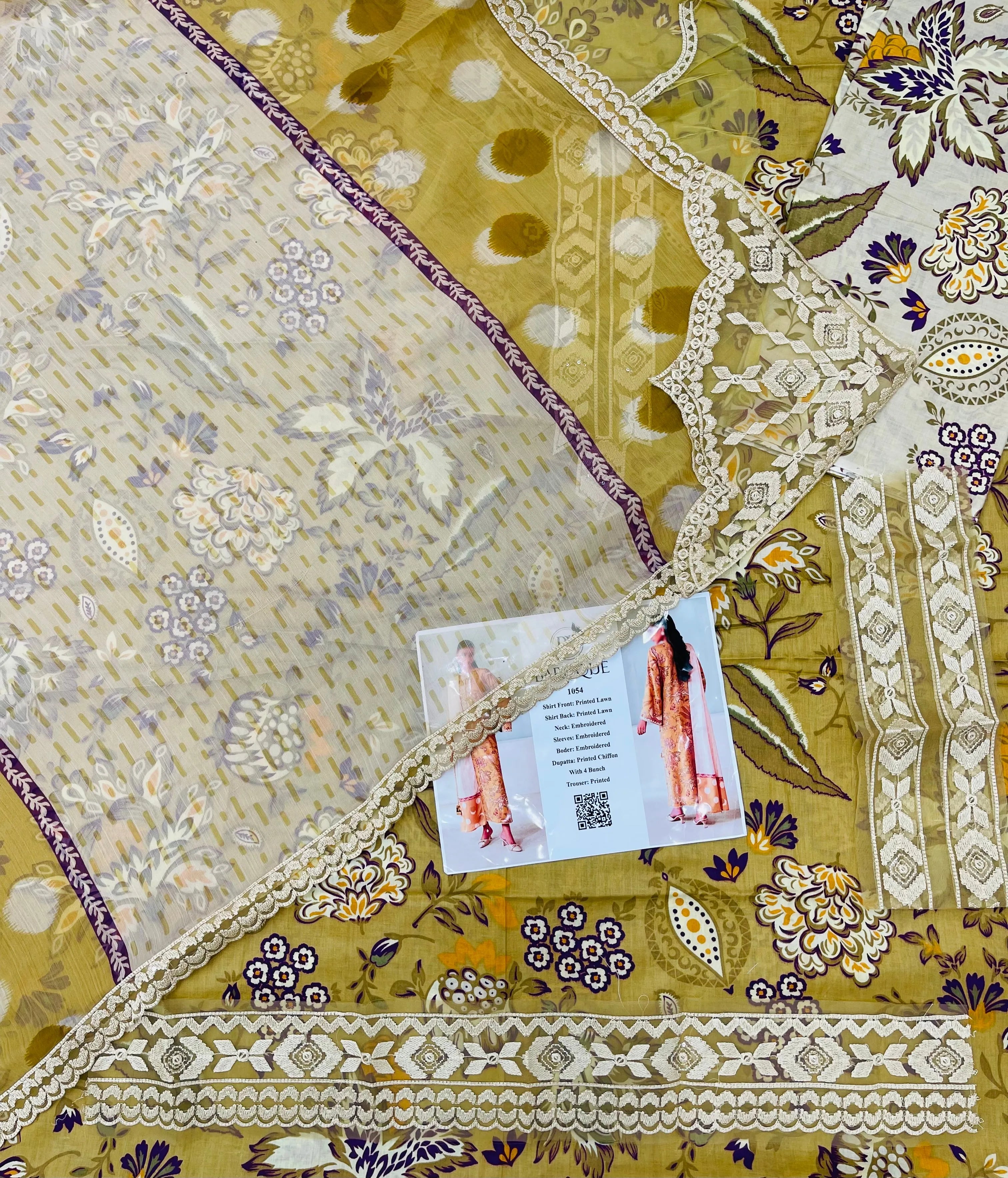 Baroque – Mustard Heritage Floral Printed Lawn – 3PC