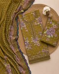 Baroque – Olive Blossom Embroidered Lawn – 3PC