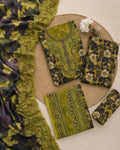 Ramsha – Olive Blossom Luxury Printed Lawn – 3PC