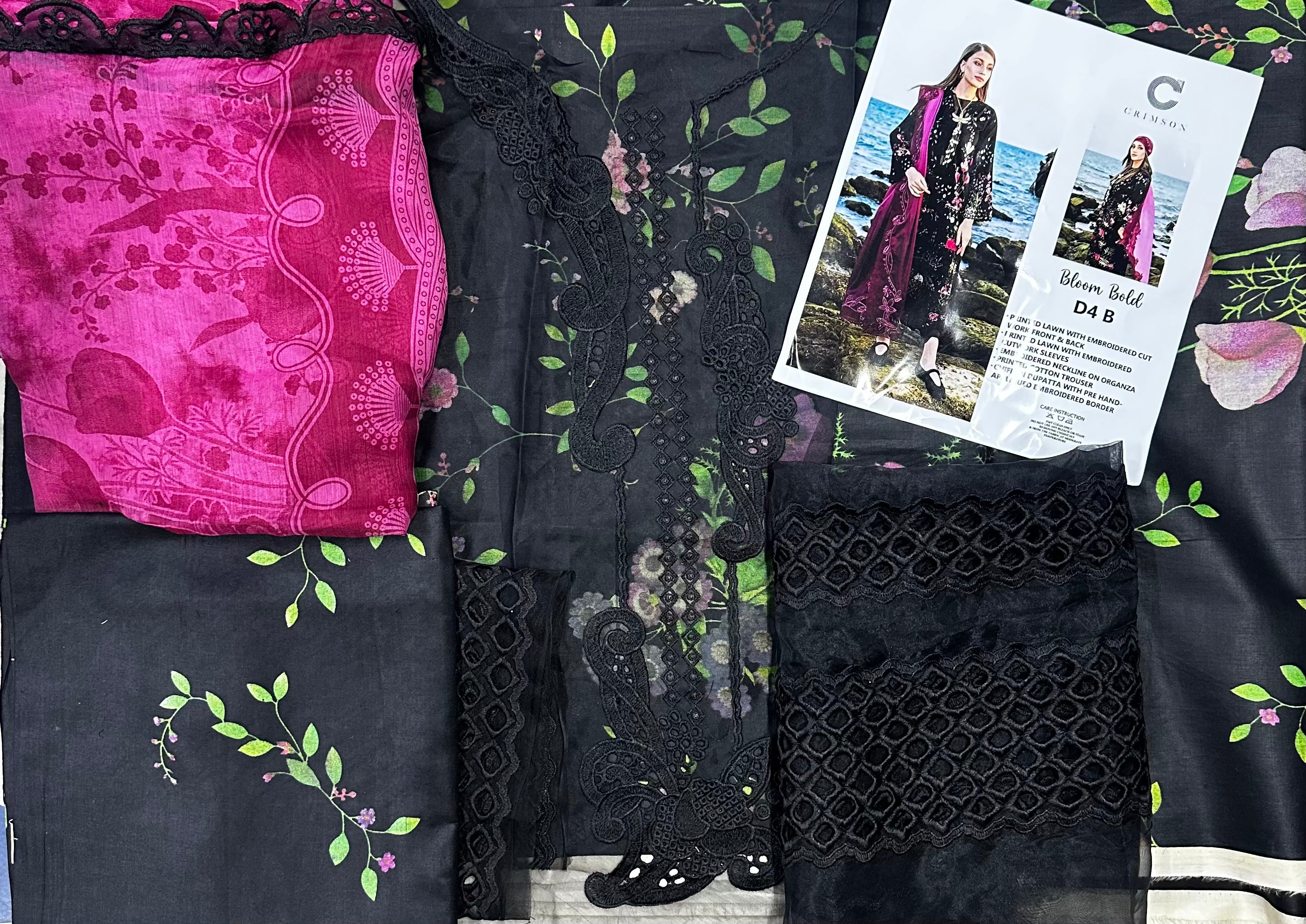 Crimson – Noir Amethyst Embroidered Lawn 3PC